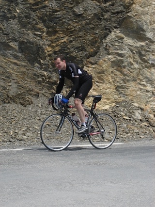 Jonathan Pulfer cycling up the last ramp of the galibier